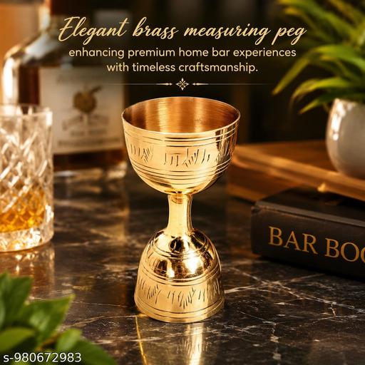 Pure Brass Double Sided Measuring Peg | 30ml & 60ml Bar Measure Cup | Traditional Handcrafted Brass Jigger - Havenaura