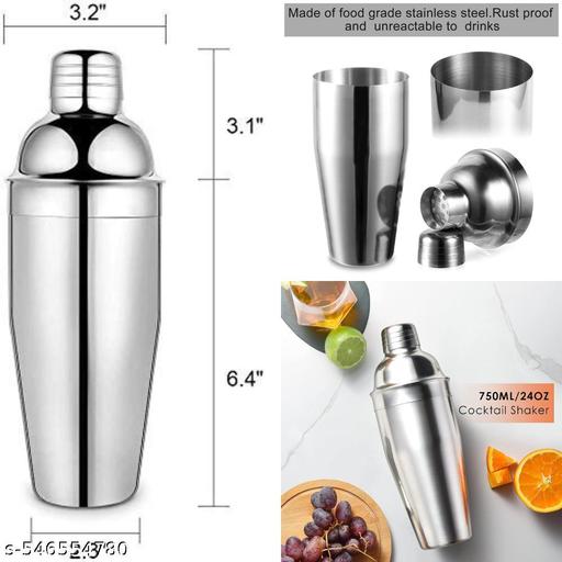 Combo Offer Stainless Steel Cocktail Shaker (500 ml) + Muddler + Bar Stirring Spoon + Peg Measure Bar Shaker with Built-in Strainer Cocktail Tin Large Boston Shaker Martini Shaker Juice Mixer Drink Shaker Bartender Kit Bar Tool Set Metal Margarita Mixer Mixed Drinks - Havenaura