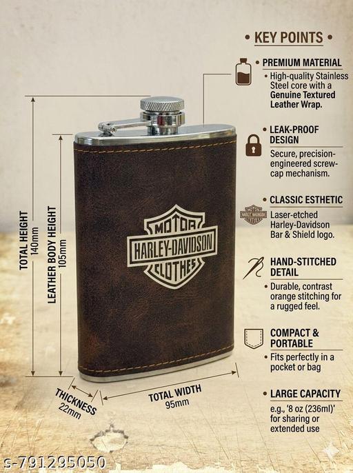 Premium  Hip Flask – 8oz Stainless Steel with Genuine Leather Wrap - Havenaura