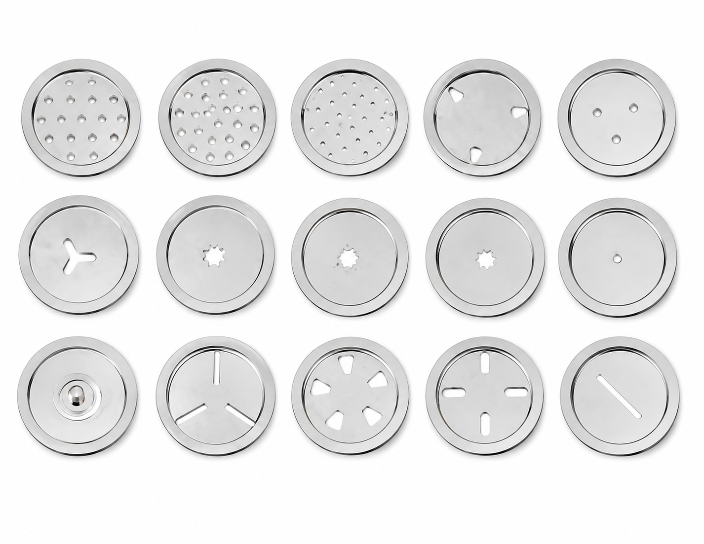 Stainless Steel Kitchen Press with 15 Different Types of Jalies, Murukku Maker/Bhujiya Maker/Noodles/Cookies/Namkeen/Chakali Maker/Sev Maker/Farsan Maker/Gathiya Maker (Silver) - HOME SHOPY