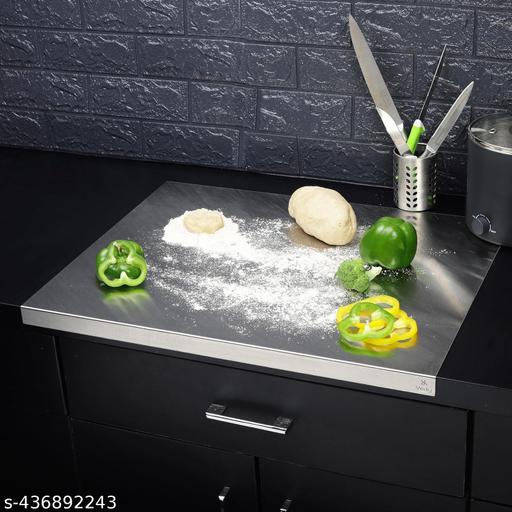 Counter Top Stainless Steel Chopping Cutting Board Vegetable, Fruit, Bread & Meat Durable Safe & Heavy Duty, Regular (37 CM x 31 CM x 1 CM) - HOME SHOPY