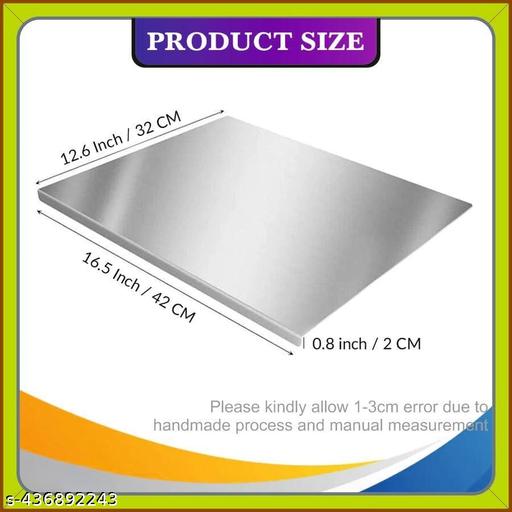 Counter Top Stainless Steel Chopping Cutting Board Vegetable, Fruit, Bread & Meat Durable Safe & Heavy Duty, Regular (37 CM x 31 CM x 1 CM) - HOME SHOPY