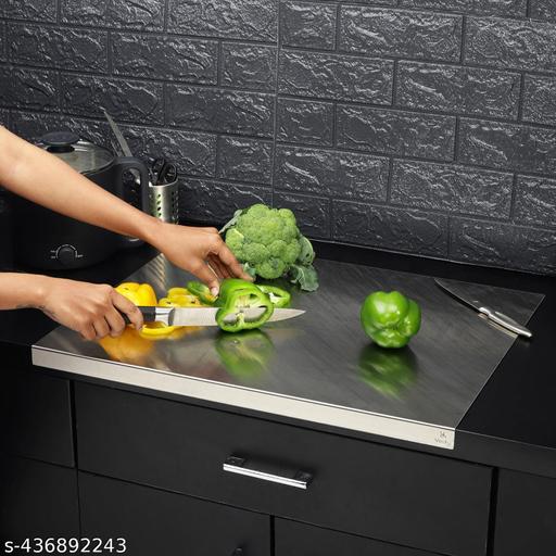 Counter Top Stainless Steel Chopping Cutting Board Vegetable, Fruit, Bread & Meat Durable Safe & Heavy Duty, Regular (37 CM x 31 CM x 1 CM) - HOME SHOPY