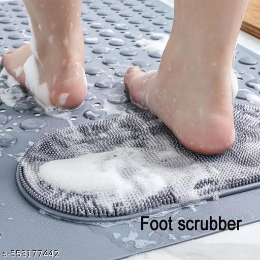 Shower mats for Bathroom Anti Slip with Foot Scrubber Bath mat Anti Slip with Suction Cups & Drain Holes