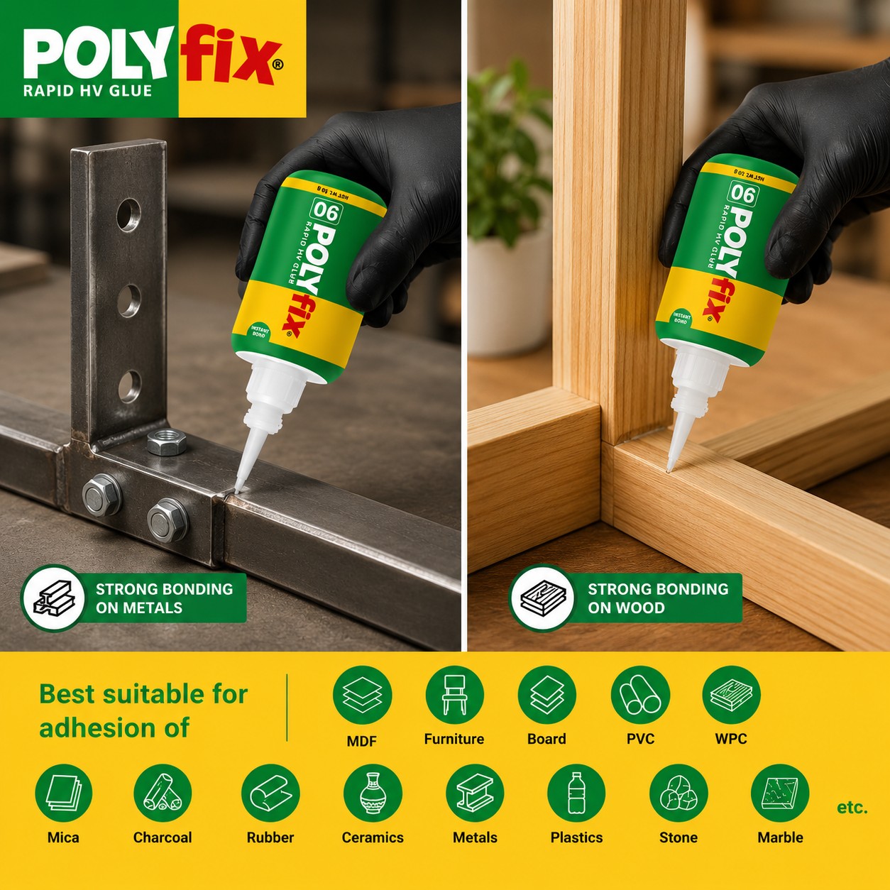 POLYFIX Rapid HV Cyanoacrylate Adhesive For Industrial & Household Purpose (20g) - HOME SHOPY