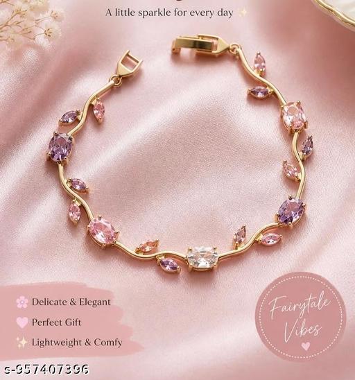 Tulip bracelet Blush Pink dimond Gold Bracelet Our tulip bracelet is giving delicate, dreamy, and a little bit irresistible energyGold Plated Pink Crystal Floral Bracelet Jewelry