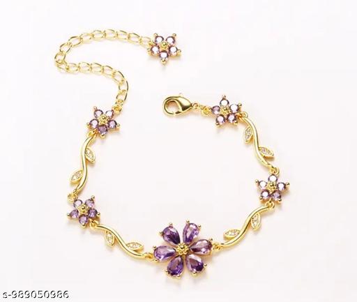 Floral bracelet Blush purple dimond Gold Bracelet Our tulip bracelet is giving delicate, dreamy, and a little bit irresistible energyGold Plated Pink Crystal Floral Bracelet Jewelry - Inspira Mart