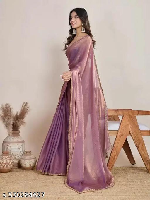 Gold onionpink Two-Tone Shinning  Soft  Havy  Silk Designer Saree with Beads & Stones, Gumming Lace Border, Embellished Partywear Wedding Sari for Festivals, Marriage, Gatherings – 6.2 Meter Length Including Running Blouse Piece – Lace Work Bollywood-Inspired Trending Viral Hit Saree - roslyncart