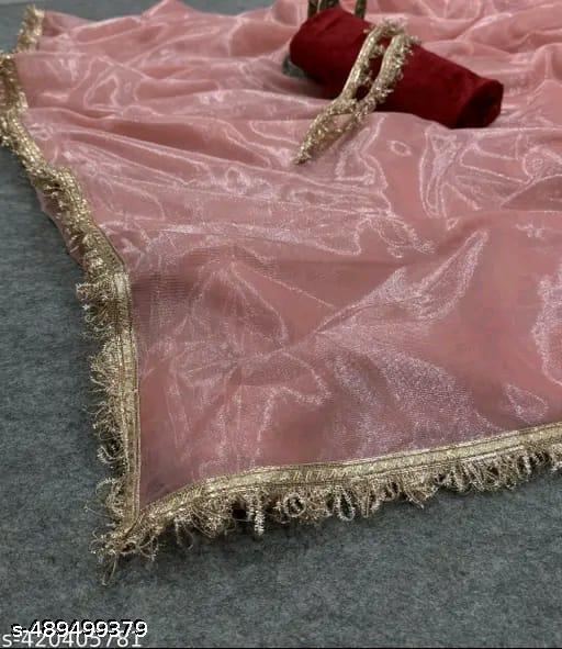 Beautiful Shining Nylon Net Saree - roslyncart