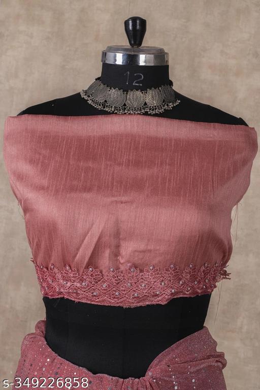 SHIMMER SAREE WITH MIRROR WORK AND CHEMICAL LACE AND DIMOND HAND WORK - roslyncart