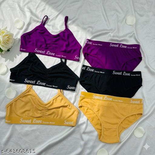 Women Everyday | Bikini Set | Innerwear for Women | Bra Panty Lingerie Set | Pack of 3 - roslyncart