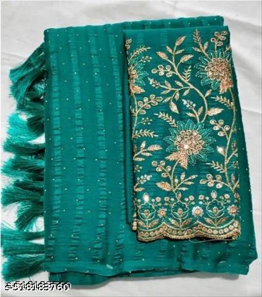 Rama Saree Solo Pattern Jalar Chati Embellished With Blouse Embroidered - roslyncart
