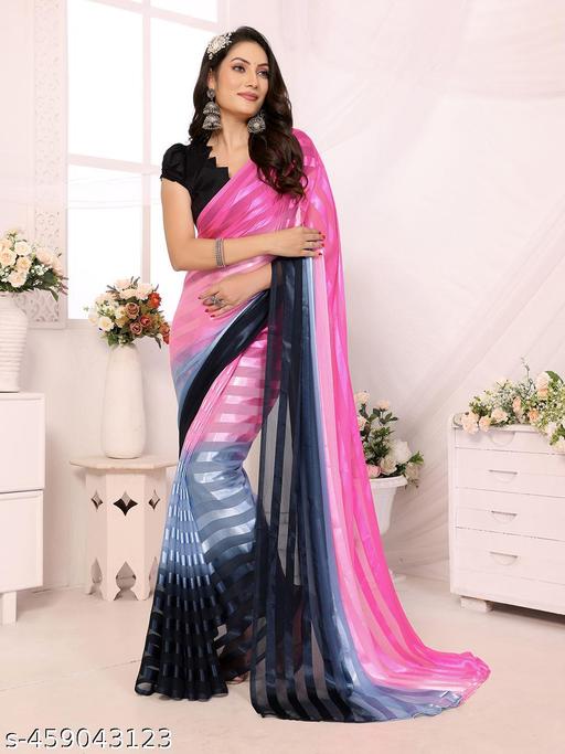Women's Premium Satin Silk Saree for Daily Wear, Lightweight Soft Silk Fabric Party & Office Wear Saree with Solid Art Silk Unstitched Blouse Piece (Grey, Pink, Black) - roslyncart