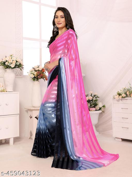 Women's Premium Satin Silk Saree for Daily Wear, Lightweight Soft Silk Fabric Party & Office Wear Saree with Solid Art Silk Unstitched Blouse Piece (Grey, Pink, Black) - roslyncart