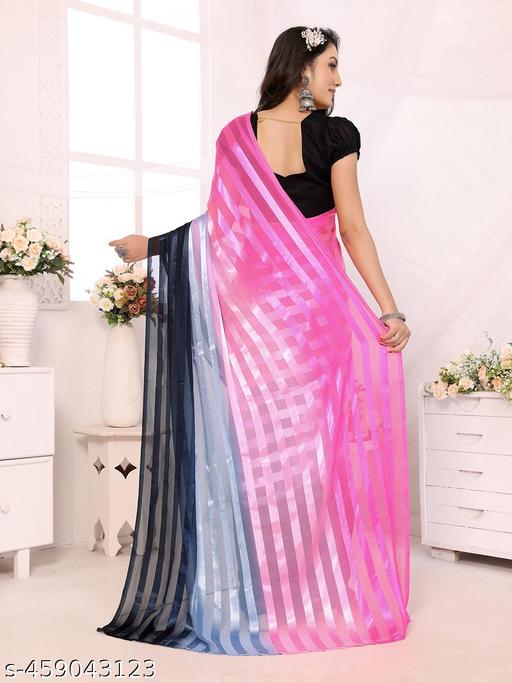 Women's Premium Satin Silk Saree for Daily Wear, Lightweight Soft Silk Fabric Party & Office Wear Saree with Solid Art Silk Unstitched Blouse Piece (Grey, Pink, Black) - roslyncart
