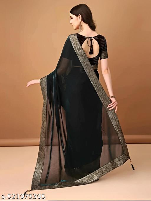 Lycra Fancy Saree With Fancy Lace Border - roslyncart