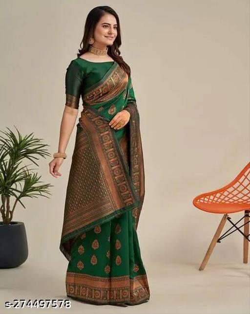 Tradional Partyware Banarasi Silk Saree With Blause - roslyncart