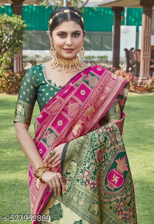 Riddhi Siddhii Creation Woven Kanjivaram Pink soft cotton Saree With Twirling Blouse Piece.. - roslyncart