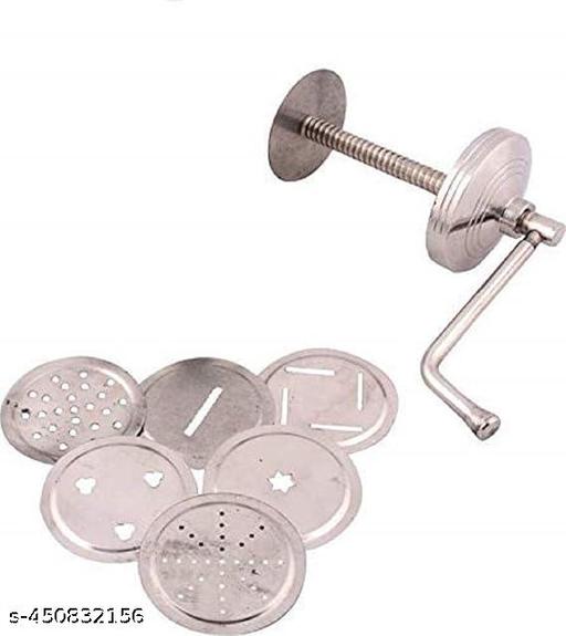  Stainless Steel Hand Press Sev Maker / Noodle Maker with 6 Interchangeable Blades Make fresh, delicious snacks at home with this high-quality stainless steel Sev and Noodle Maker. Designed for durability and ease of use, this manual kitchen press is perfect for preparing sev, chakli, murukku, - roslyncart