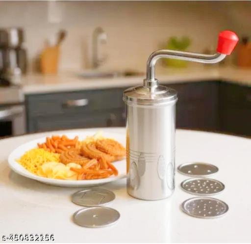  Stainless Steel Hand Press Sev Maker / Noodle Maker with 6 Interchangeable Blades Make fresh, delicious snacks at home with this high-quality stainless steel Sev and Noodle Maker. Designed for durability and ease of use, this manual kitchen press is perfect for preparing sev, chakli, murukku, - roslyncart