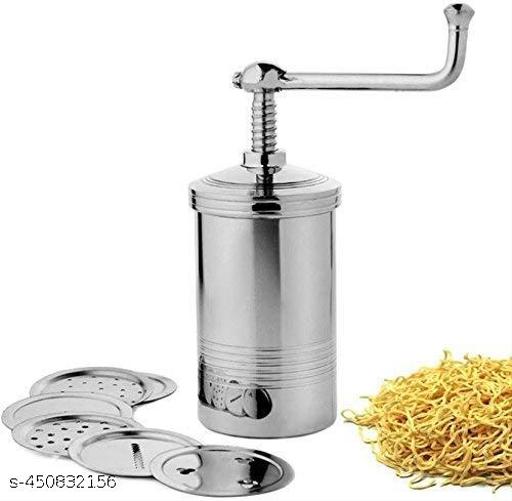  Stainless Steel Hand Press Sev Maker / Noodle Maker with 6 Interchangeable Blades Make fresh, delicious snacks at home with this high-quality stainless steel Sev and Noodle Maker. Designed for durability and ease of use, this manual kitchen press is perfect for preparing sev, chakli, murukku, - roslyncart