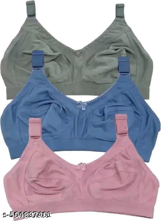 girl women bra fancy bra cotton bra best quality pack of 3 - roslyncart