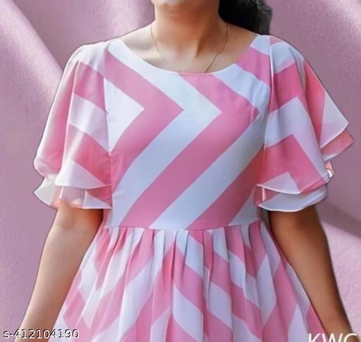 (01)Pink_Zigzag_Dresses_Georgette - roslyncart