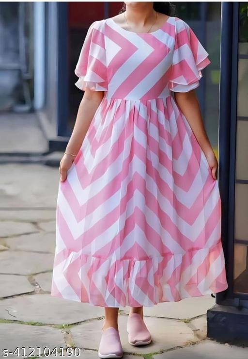 (01)Pink_Zigzag_Dresses_Georgette - roslyncart