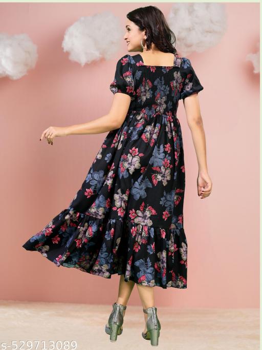 tranding  classic fit and  flare gathered pleted women dresses & gown  - roslyncart