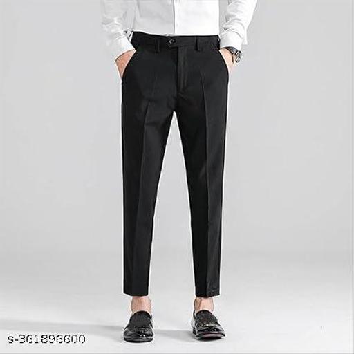 ARDLOR Men's Black Formal Trousers Pants - roslyncart