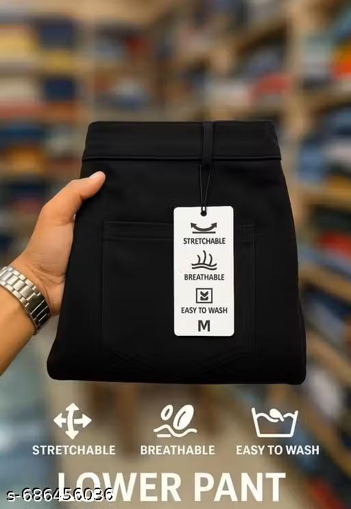 Black dailywear pants for men|Black trousers for men|Black regular trousers|Black mens dailywear trousers|Black regular dailywear trousers - roslyncart