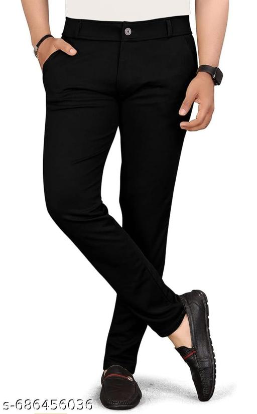 Black dailywear pants for men|Black trousers for men|Black regular trousers|Black mens dailywear trousers|Black regular dailywear trousers - roslyncart