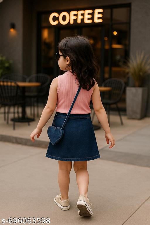 Trendy Cute Unicorn Top & Denim Skirt Set for Little Girls | Stylish & Trendy Kids Outfit with Matching Sling Bag  #KidsFashion #GirlsClothing #UnicornOutfit #DenimSkirtSet #CuteKidsWear #TrendyBabyGirl #KidsOOTD #StylishGirlsWear #Dapperfits #LittleFashionista - roslyncart