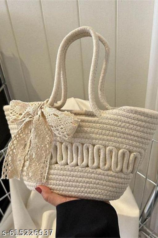 Cotton Durable Tote Bag, Dual Tone Hand Bag | Large Tote| Boho Handbag | Jute Handmade |Shopping Bag for Office, College & Daily Use with zipper bag  - Katha Vastrika