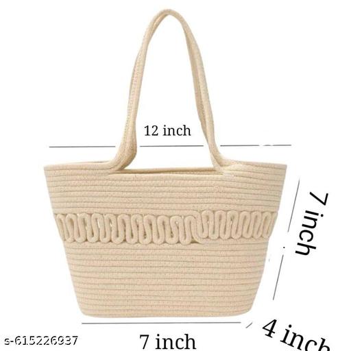 Cotton Durable Tote Bag, Dual Tone Hand Bag | Large Tote| Boho Handbag | Jute Handmade |Shopping Bag for Office, College & Daily Use with zipper bag  - Katha Vastrika