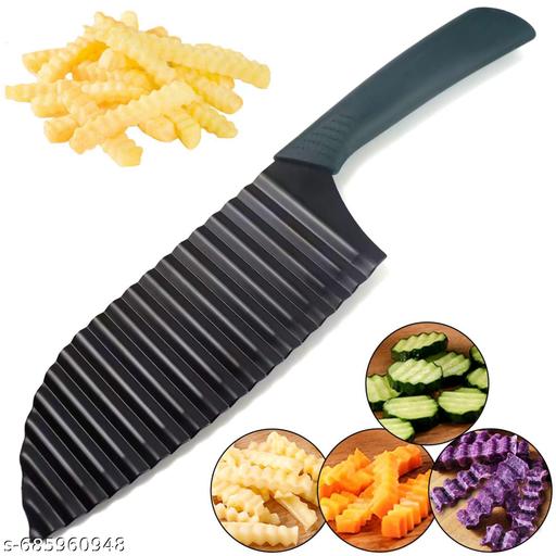 Crinkle Cutter Knife – Stainless Steel Wavy Blade for Potatoes, Carrots, Cucumbers, Fruits & Vegetables – Crinkle Cut Fry Cutter for Kids & Meal Prep - Kitchen Accessories Only