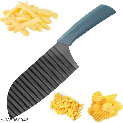 Crinkle Cutter Knife – Stainless Steel Wavy Blade for Potatoes, Carrots, Cucumbers, Fruits & Vegetables – Crinkle Cut Fry Cutter for Kids & Meal Prep - Kitchen Accessories Only