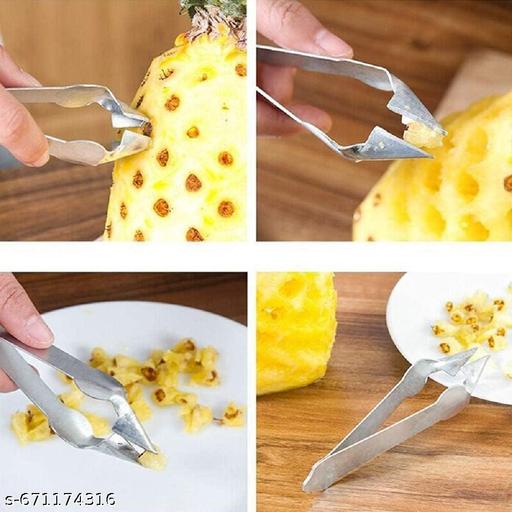 Pack of 1 Premium Stainless Steel Pineapple Eye Peeler & Seed Remover - Ergonomic Fruit Corer, Slicer & Eye Remover Tool Portable Kitchen Tool - Kitchen Accessories Only