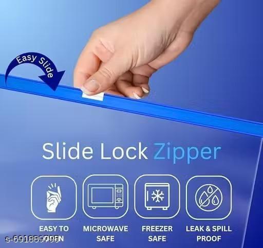 _Food-Grade Airtight Zip Lock Bags (10 Pack) – Reusable, Leakproof, Multipurpose Storage for Kitchen, Snacks, Meal Prep & Travel - Kitchen Accessories Only