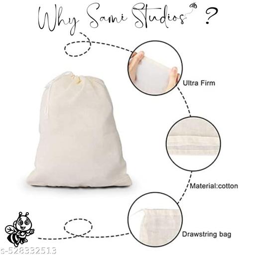 Sami Studios 3 Pcs Set 10"x12" Pure Organic Cotton Yogurt Strainer Cheese Cloth Bag, Nut Milk Bags, 100% Unbleached Cotton Muslin Cheesecloth Hung Curd Reusable Food Strainer Colander for Straining Almond/Oat Milk, Sprouting Beans, Cold Brew Coffee, Juice, Paneer, Yogurt, Cheese Making, Pack of 3 - Kitchen Accessories Only