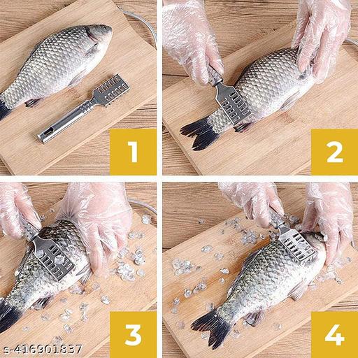 2PCS Staineless Steel Living Fish Scale Shaver Fish Scale Scraper for Fast Cleaning Fish Skin - Kitchen Accessories Only