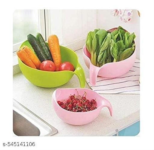 Multi-Purpose Strainer or Washer Bowl for Rice Fruits & Vegetable Rice Bowl , Rice Strainer, Bowl , Kitchen Gadget , Pack Of 2 Food Str, Vegetable Strainer , Kitchen Sieve , Washing Bowl , Unbreakable , Noodles Maker, Bowl Strainer for Rice, Fruits and Vegetables - Kitchen Accessories Only