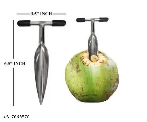 Stainless Steel Coconut Opener Tool, Coconut Driller with Comfortable Silicone Grip, Coconut Opener for Fresh Green Young Coconut Water-Works with Peeled Thai Young White Coconuts, Coconut Knife, Coconut Driller, Coconut Opener Machine, Coconut Opener Knife, Coconut Water Opener - Kitchen Accessories Only