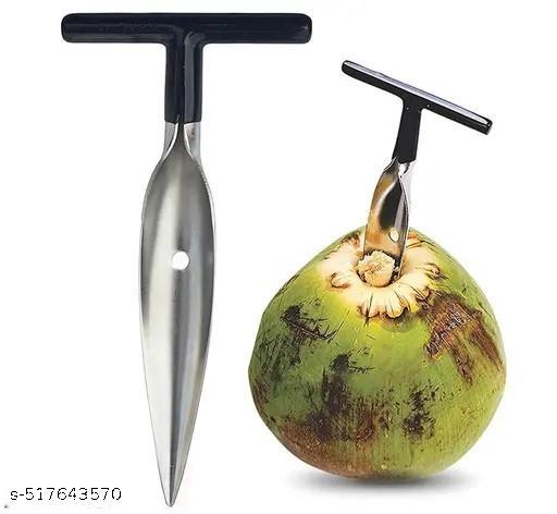 Stainless Steel Coconut Opener Tool, Coconut Driller with Comfortable Silicone Grip, Coconut Opener for Fresh Green Young Coconut Water-Works with Peeled Thai Young White Coconuts, Coconut Knife, Coconut Driller, Coconut Opener Machine, Coconut Opener Knife, Coconut Water Opener - Kitchen Accessories Only