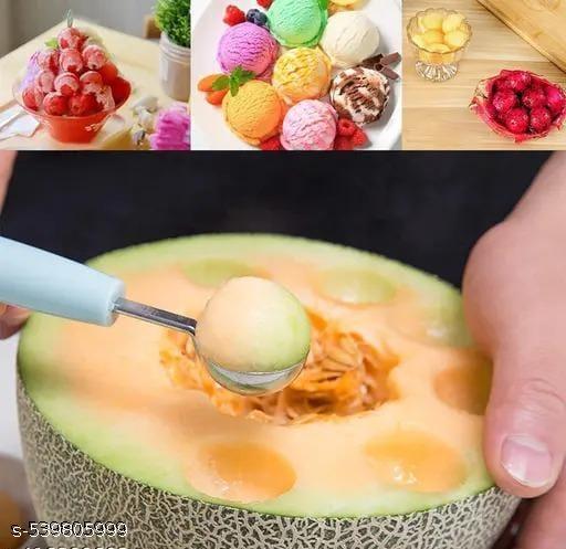 Pack Of 2 Pcs Combo Of Stainless SteelPineapple Eye Peeler And 2 in 1 Melon Baller, Stainless Steel Multifunctional Dig Scoop - Kitchen Accessories Only