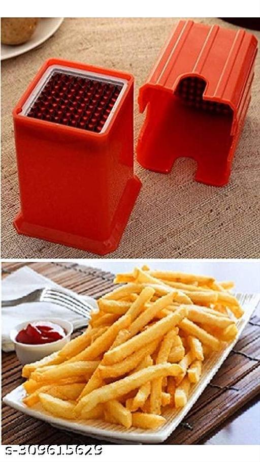 Potato Chips Cutter Slicer French Fries Maker Red Potato French Fries Finger Chips Cutter Slice Maker Machine (Plastic) - Kitchen Accessories Only