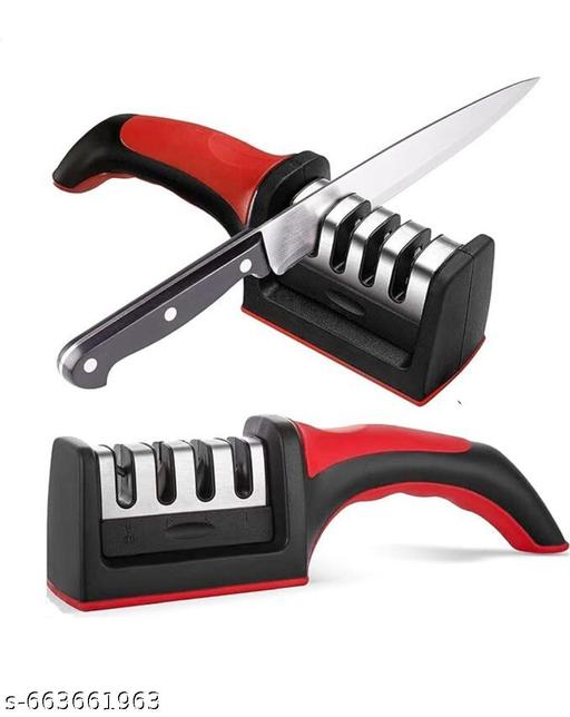 Manual Knife Sharpener Tool with 3-Stage System | Kitchen Knife Sharpener for Home Use |