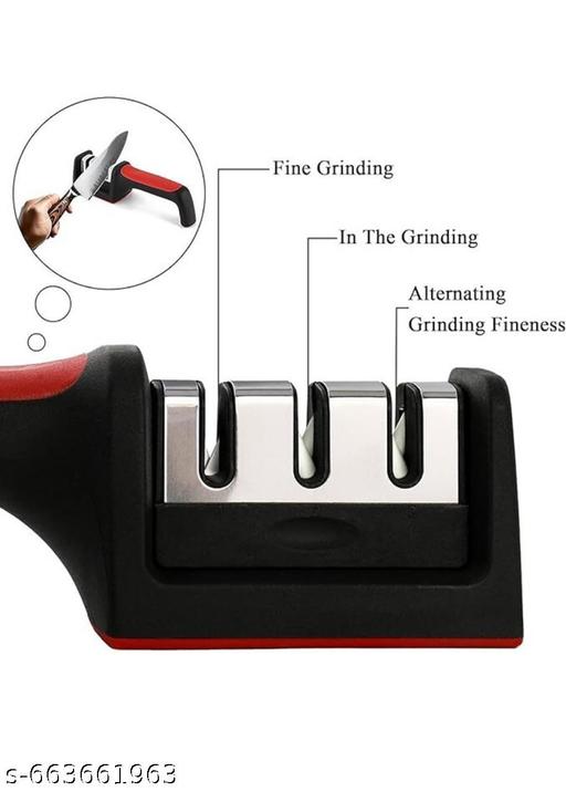 Manual Knife Sharpener Tool with 3-Stage System | Kitchen Knife Sharpener for Home Use | - Kitchen Accessories Only