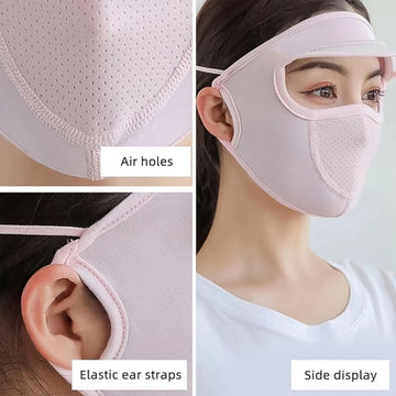 Women’s Full Face UV Protection Cap with Built-in Mask & Wide Brim Visor (1 Pc) - KPYARD