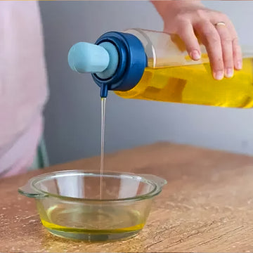 2 in 1 Transparent Oil Dispenser with Silicone Oil Dropper Nozzle (1 Pc / With Brush / 1 Ltr) - KPYARD
